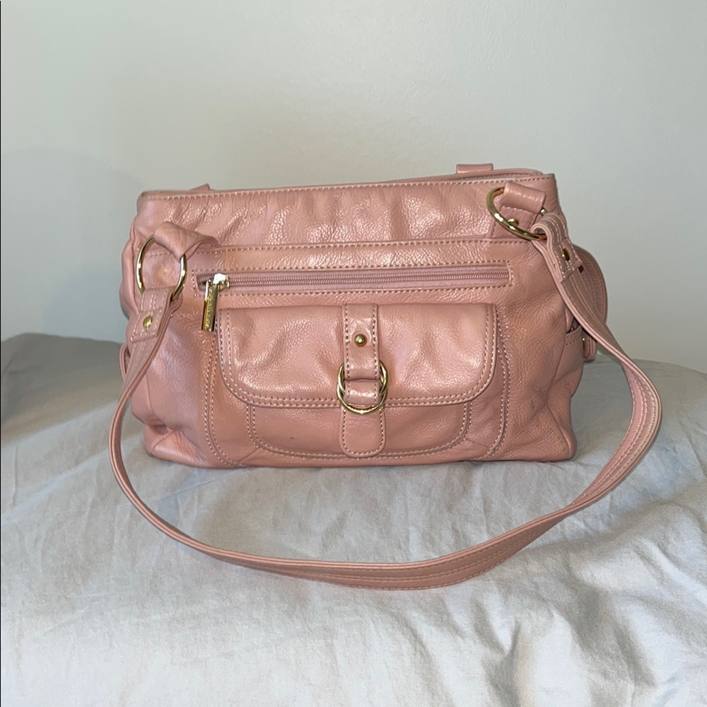Stone Mountain Accessories Pink Shoulder Bag with Gold Accents